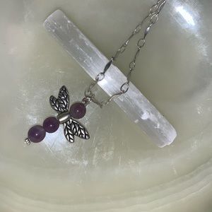 amethyst dragonfly necklace and earrings